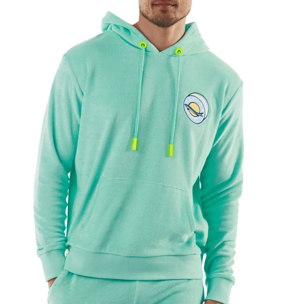 Bain de mer tiffany blue towelling hoodie $335 Caviar Boheme
